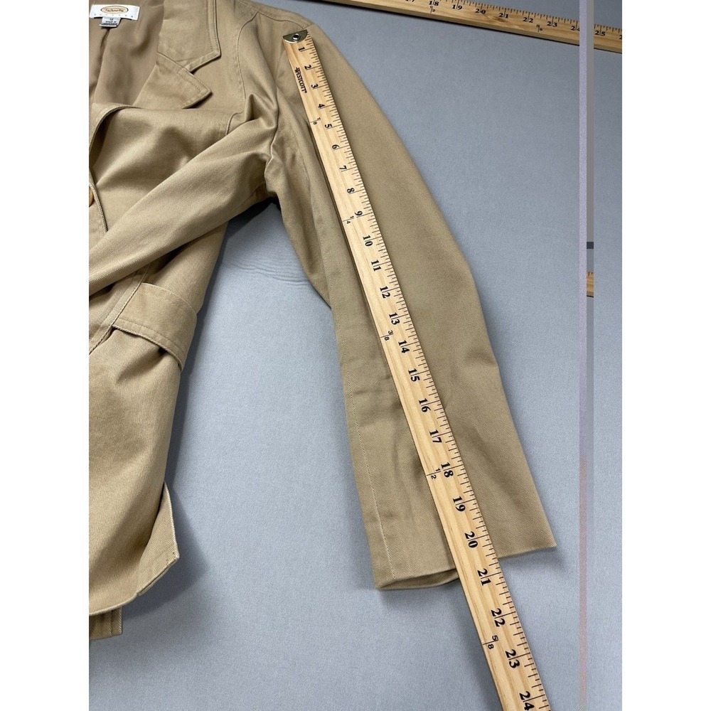 Talbots Petites Womens Khaki Tan Cotton Stretch Blazer Jacket Size 12P Utility - Picture 12 of 12